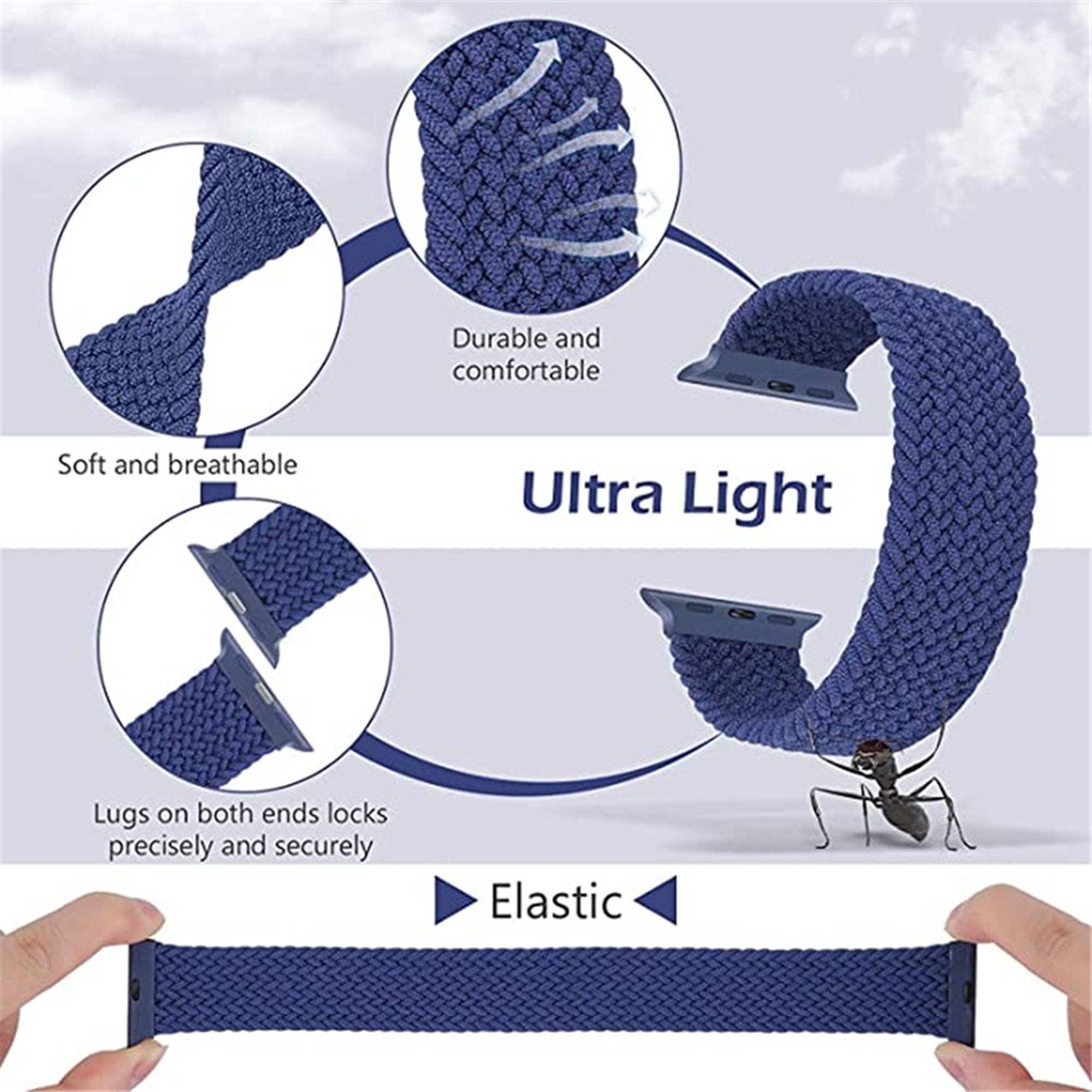 Bracelet de remplacement tressé à boucle solo pour Apple Watch iWatch Bracelet de remplacement tressé à boucle solo pour Apple Watch iWatch